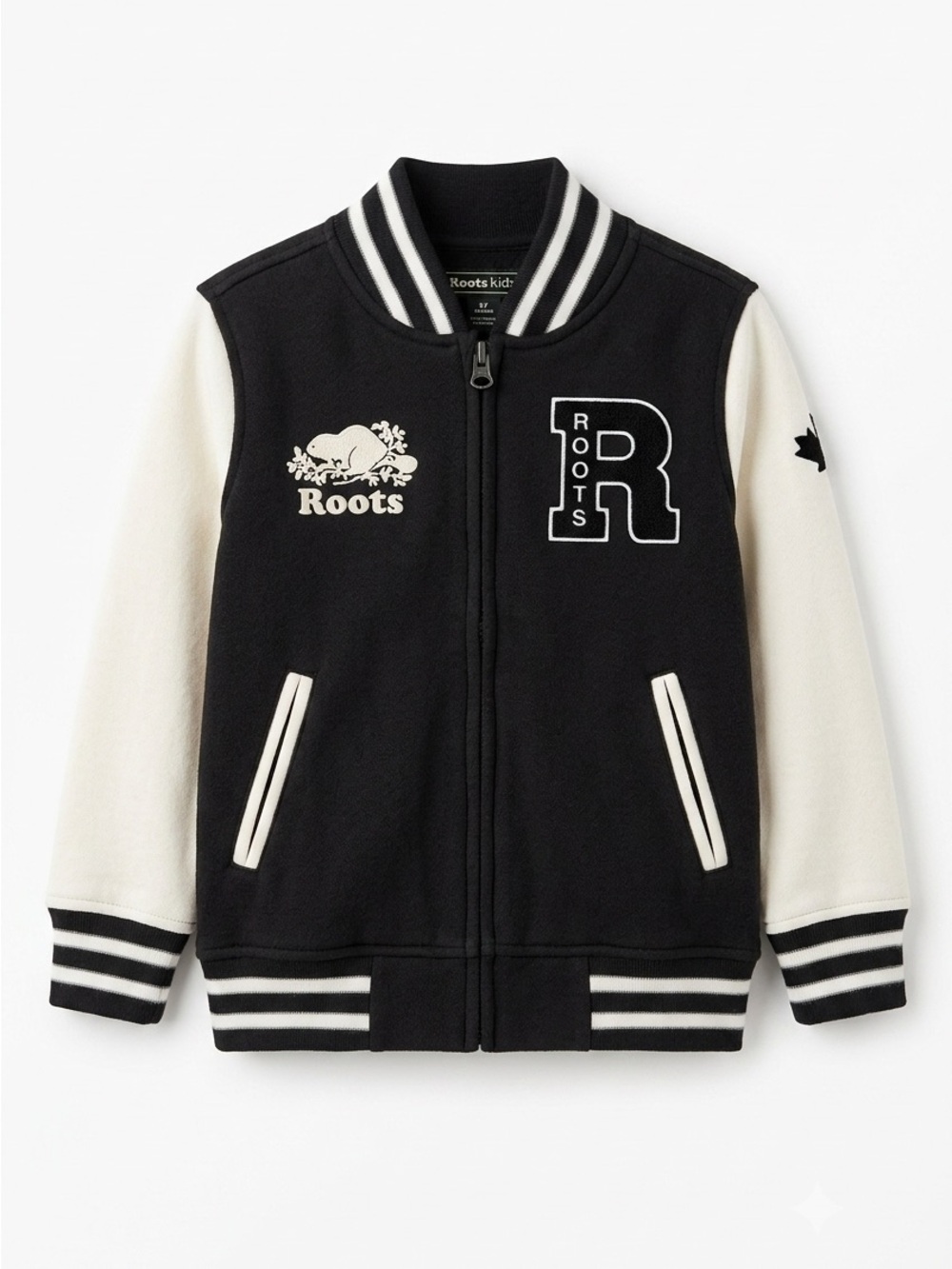 NWT Roots Kids 2.0 Awards Varsity Jacket | Black & White | Size 5T - Picture 1 of 7
